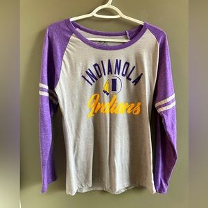 Indianola Indians Grey, Purple, and Gold Long Sleeve Shirt Size Large
